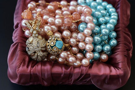 手工制作的珍珠首饰背景图片
