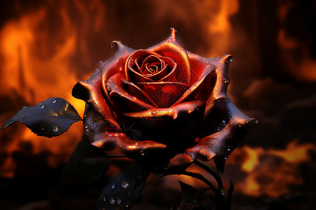 暗黑风绽放的玫瑰花背景图片