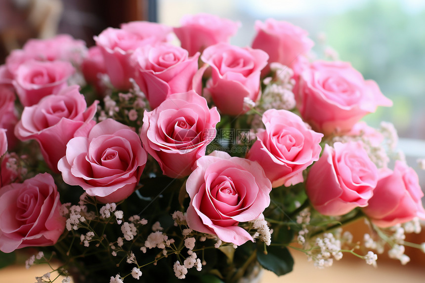 仪式感粉色玫瑰花束图片