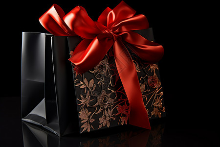 典雅卡通红色丝带典雅精致的礼品包装背景
