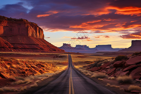 荒漠中的公路高清图片