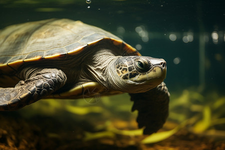 海底游泳的海龟背景图片