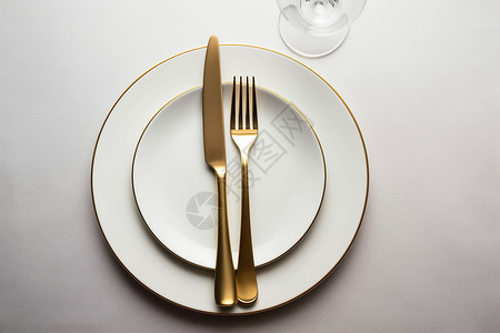 黄金刀叉整洁的餐具背景
