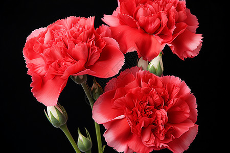新鲜盛开的红色康乃馨图片