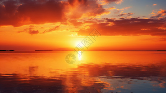 阳光倒映在湖面上图片