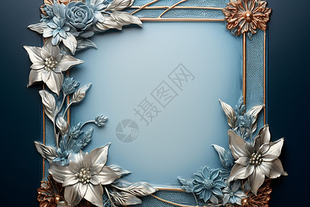 花朵素色相框精致的装饰相框设计图片
