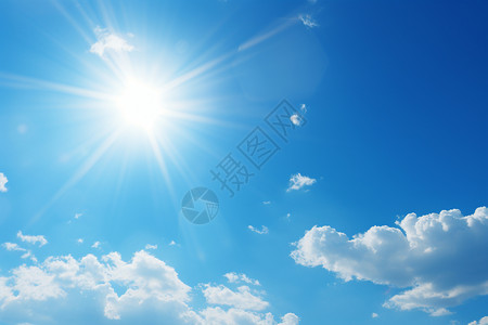 阳光明媚的天气天空的阳光和云朵设计图片