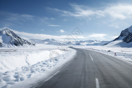冬日素雅公路雪地高清图片
