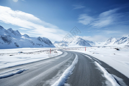 冰雪世界雪景公路高清图片