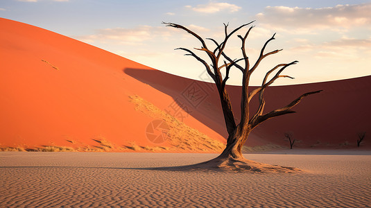 沙丘中孤独的树木图片