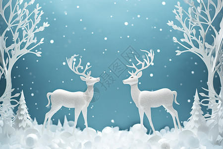 雪中的麋鹿背景图片