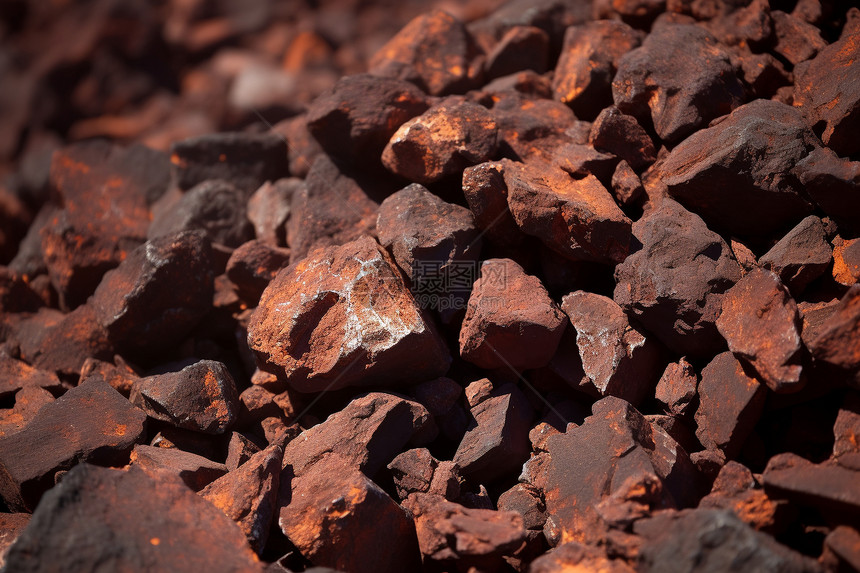 山间开采的褐色矿石图片