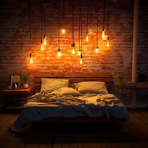 灯泡设计素材昏暗复古的卧室背景