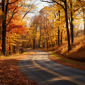 秋季山中的公路景观背景图片