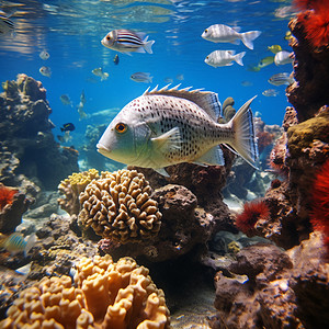 珊瑚旁的热带鱼图片