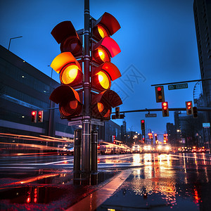 城市街道路口的红绿灯图片