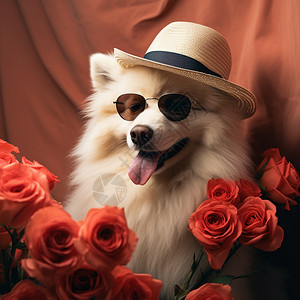 绅士狗绅士装扮的可爱萨摩耶背景