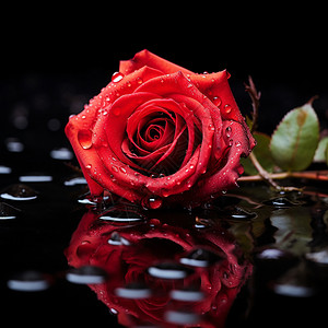 沾满水滴的玫瑰花图片