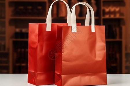 红色的纸质购物袋背景图片