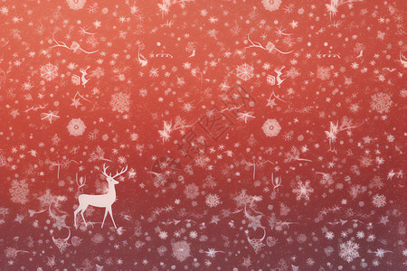 林中小鹿创意小鹿雪花背景设计图片