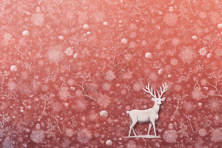 雪花粉闪耀的小鹿雪花背景设计图片