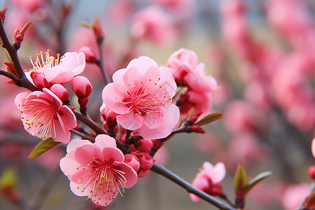 中国画之梅花缤纷春日之美背景