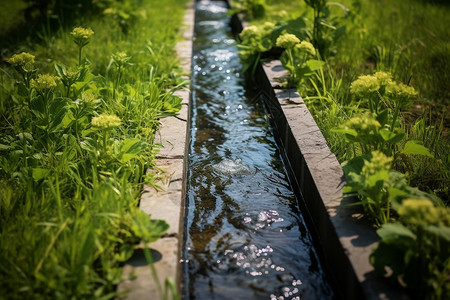 农田中的水渠背景