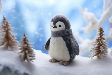 戴着围巾企鹅小企鹅的围巾背景