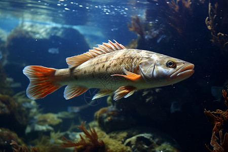 深海鳕鱼大西洋深海潜游的野生生物背景