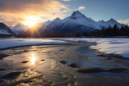 冬日山河背景图片