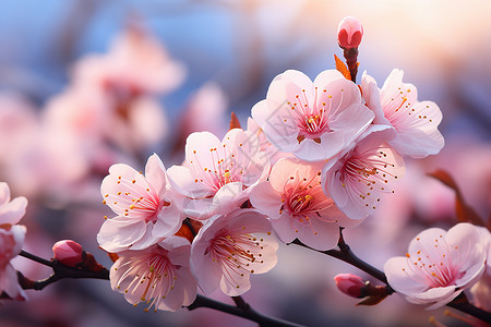 绽放春日粉色桃花图片