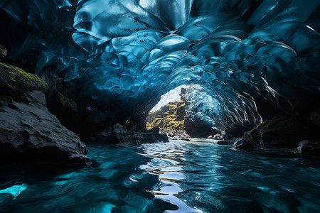 寒冷的水晶洞穴高清图片
