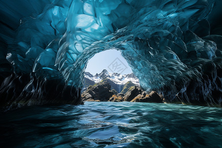 水晶洞穴冰冷冻结的洞穴背景