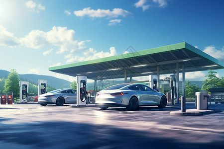 汽车能源简约的充电站设计图片