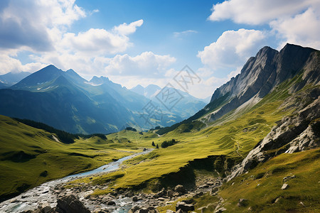 大山中的石子路背景图片