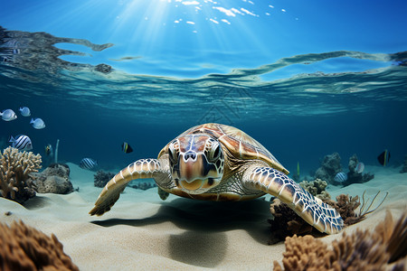 可爱海龟可爱的海洋乌龟背景