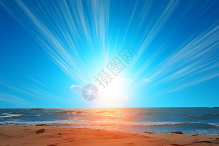 耀眼的太阳欢乐的阳光沙滩插画