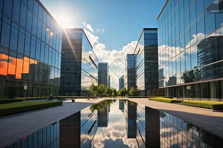 中央巡视组都市中央的玻璃建筑背景