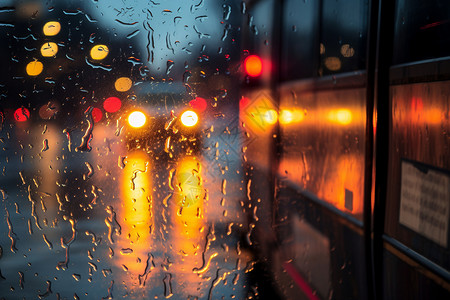 潮湿道路恶劣天气的车窗背景