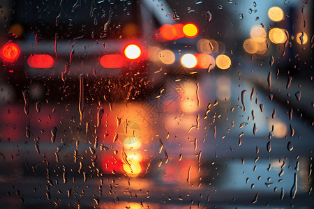 雨夜街道冬天雨夜的车窗背景