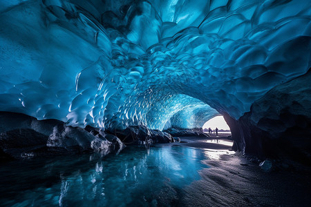 冰雪的洞穴奇观背景图片