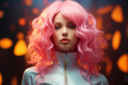 粉色头发的女人图片
