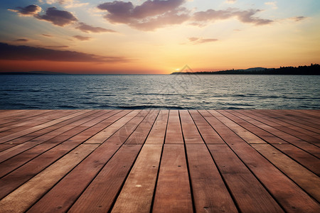 夕阳下的木板背景图片