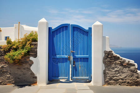 入户的蓝色大门背景图片