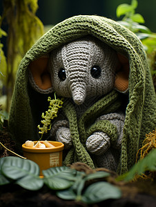 小象森林编织毯高清图片