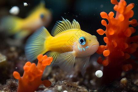 黄色海洋生物海底黄色鱼儿背景