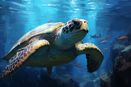 自由自在的海龟背景图片