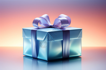 蓝色麻绳蝴蝶结迷人的礼物盒设计图片