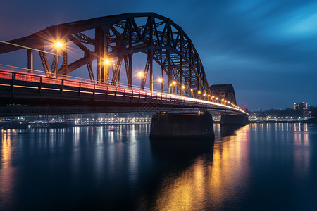 夜幕下的城市之桥图片