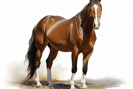 脆马蹄地上俊朗的马匹插画